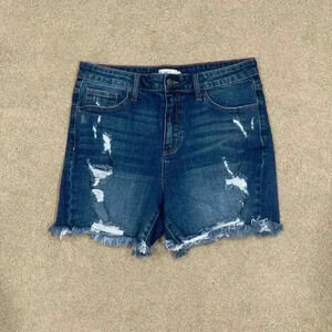 Jelly jeans High rise dark wash distressed denim shorts in size large